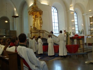 Biskop Esbjörn och fyra prästkandidater i Karlstad