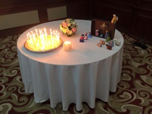 julbild på kredensbordet