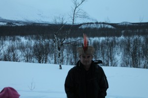 Jocelino med Kebnekaisa någonstans i molnen en bit bort...