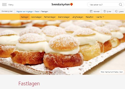 Bild av en webbsida med rubriken Fastlagen.