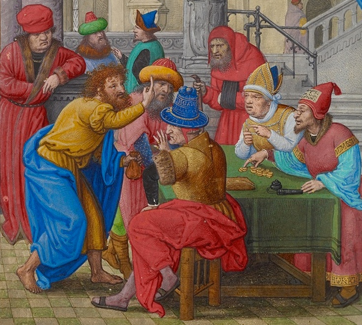 Judas får sina 30 silvermynt.