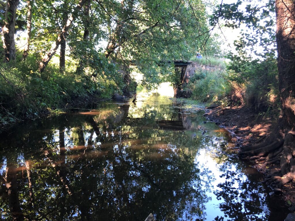 ån ätran i Västergötland med bro och grunt vatten